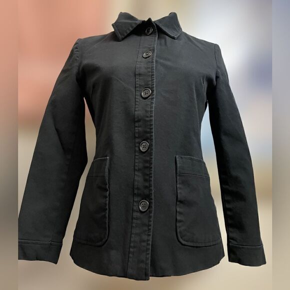 Black Lightweight Button Down Jacker w/ Silky Black Lining (Size: XS) - Picture 6 of 9